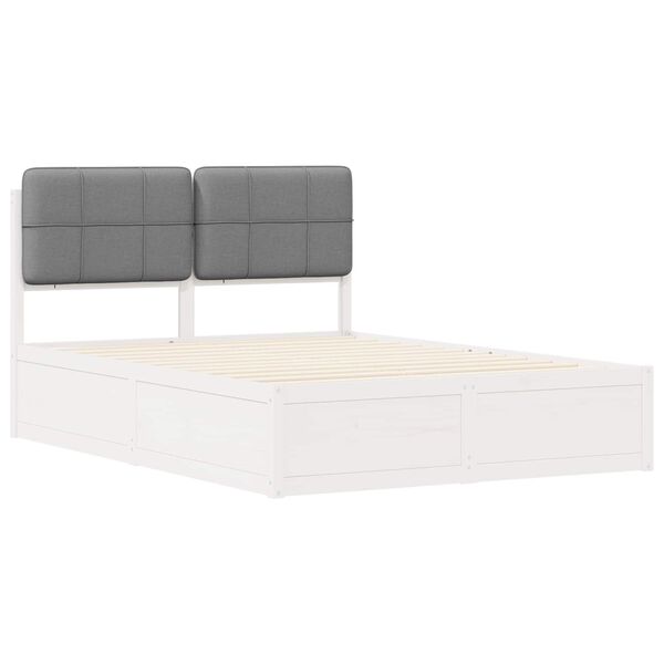 vidaXL Bed Frame with Upholstered Headboard Light Grey 140 x 190 cm