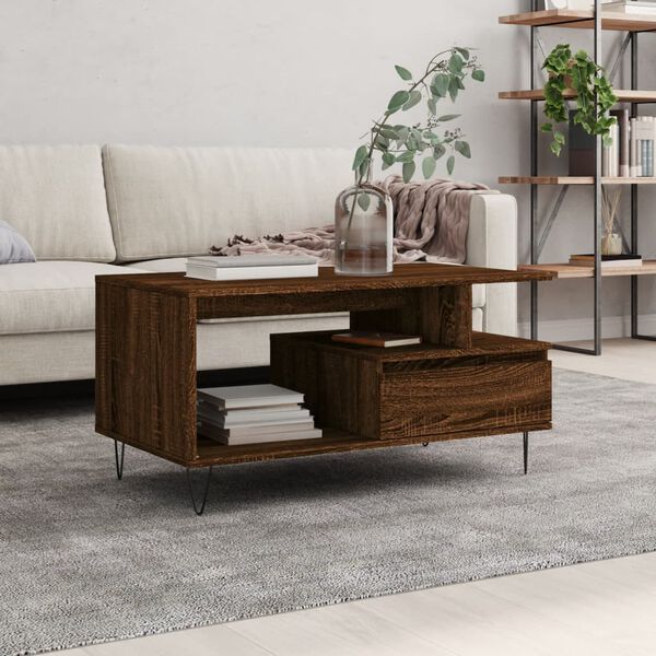vidaXL Coffee Table Brown Oak 90x49x45 cm Engineered Wood