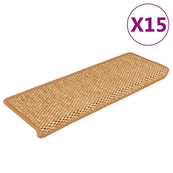vidaXL Stair Mats Self-adhesive Sisal-Look 15 pcs 65x21x4 cm Orange