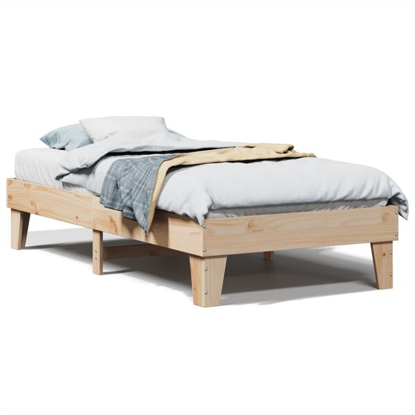 vidaXL Bed Frame without Mattress 75x190 cm Small Single Solid Wood Pine
