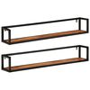 vidaXL Wall Shelves 2 pcs 110x17x17 cm Solid Wood Acacia and Iron