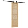 vidaXL Sliding Door Natural and Black 61 x 198.5 cm Solid Pine Wood