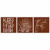 vidaXL Garden Wall Decorations 3 pcs 55x55 cm Corten Steel Grass Design
