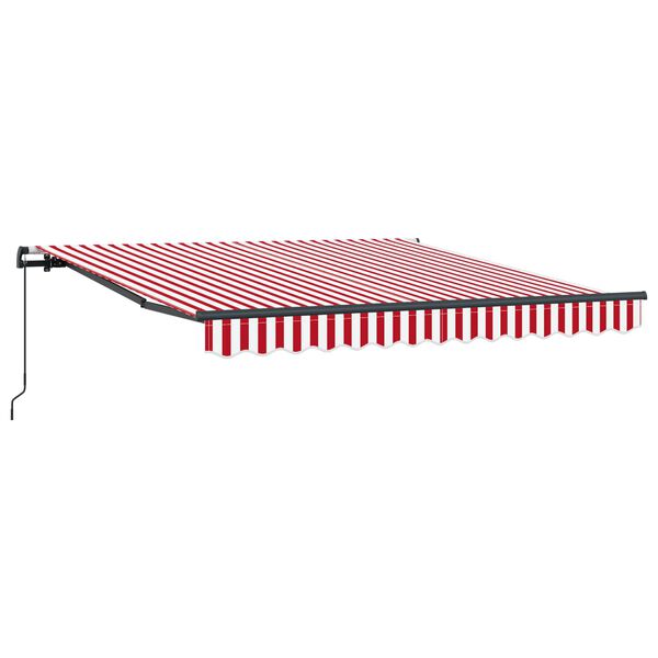 vidaXL Retractable Awning Manual Red and White 300 x 250 cm