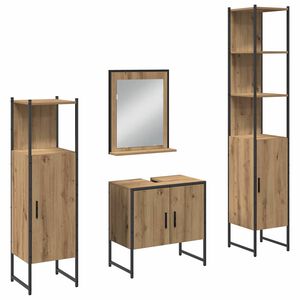 vidaXL Bathroom Furniture Set with Door 4 pcs Brown 33 x 33 x 185.5 cm