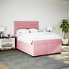 vidaXL Box Spring Bed with Mattress Pink 140x190 cm Velvet