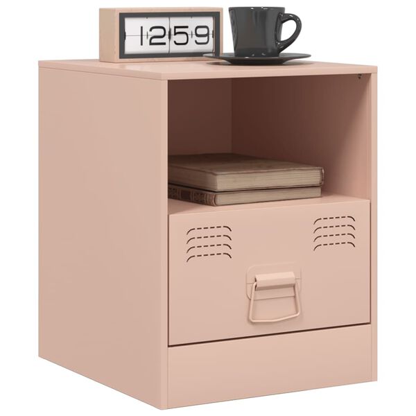 vidaXL Bedside Cabinets 2pcs Pink 34.5x39x44 cm Steel