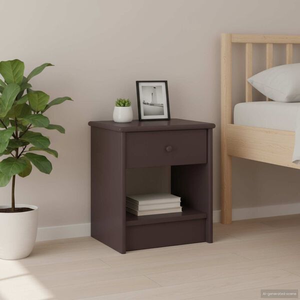 vidaXL Bedside Cabinet Dark Brown 35x30x40 cm Solid Pinewood