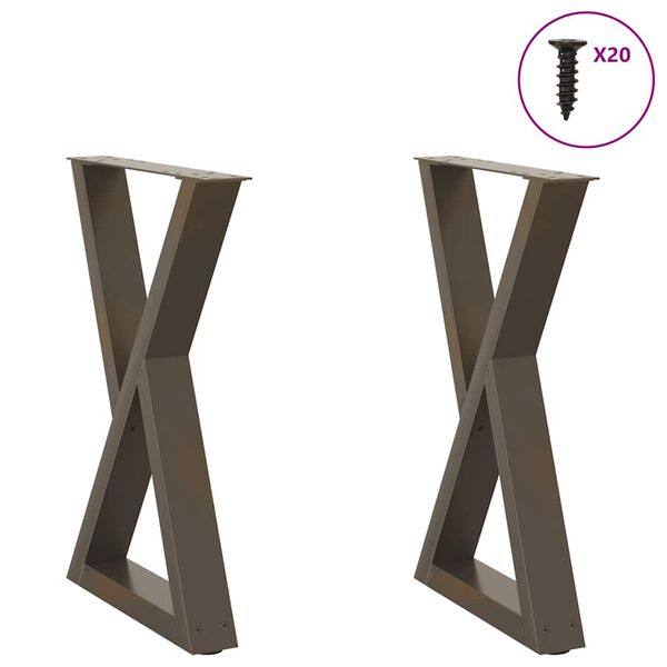 vidaXL Dining Table Legs 2 pcs Natural Steel 50x(72-73.3) cm Steel