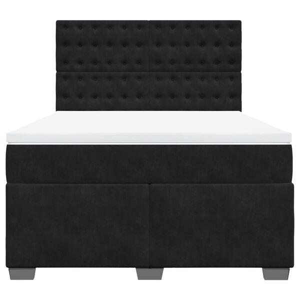 vidaXL Box Spring Bed with Mattress Black 140x190 cm Velvet