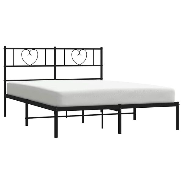 vidaXL Metal Bed Frame without Mattress with Headboard Black 150x200cm