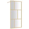 vidaXL Walk-in Shower Wall with Clear ESG Glass Gold 90x195 cm