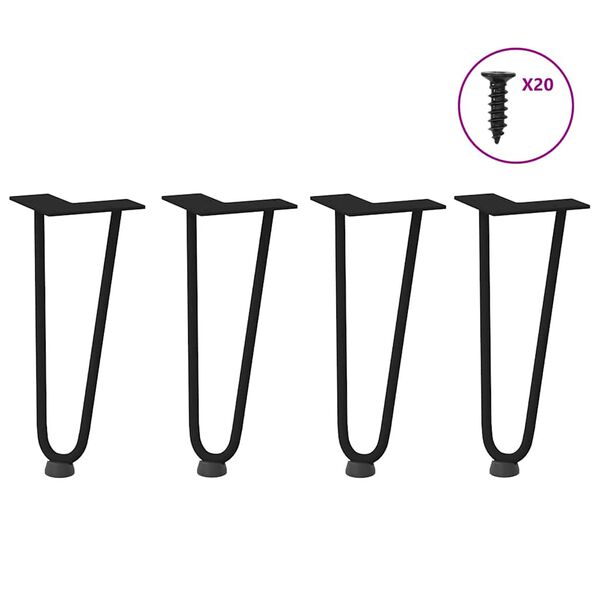 vidaXL Hairpin Legs for Coffee Table 4 pcs Black 30 cm Solid Steel