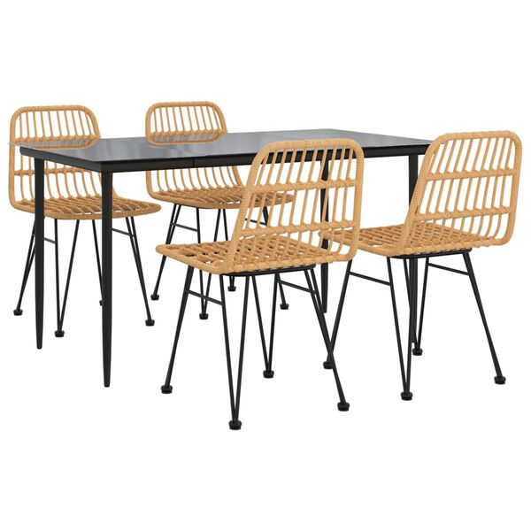 vidaXL 5 Piece Garden Dining Set Poly Rattan