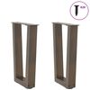 vidaXL Coffee Table Legs V-Shape 2 pcs Natural Steel 38x(42-43.3) cm Steel