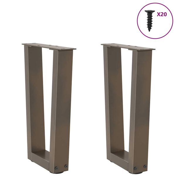 vidaXL Coffee Table Legs V-Shape 2 pcs Natural Steel 38x(42-43.3) cm Steel