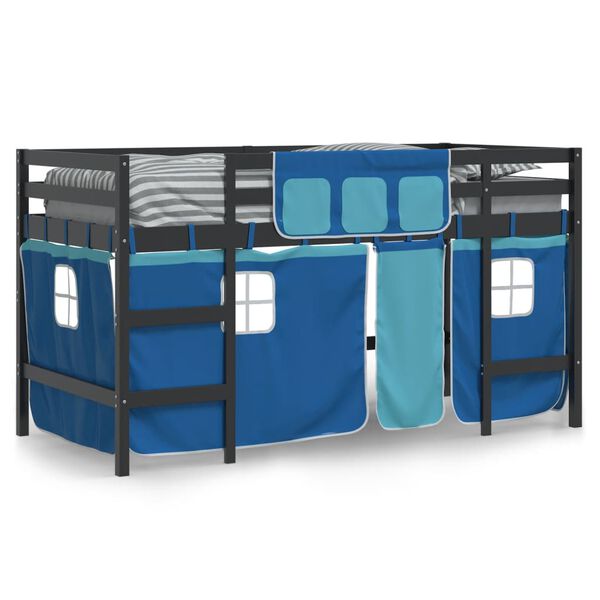 vidaXL Kids' Loft Bed with Curtains without Mattress Blue 80x200cm