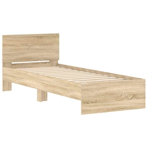 vidaXL Bed Frame without Mattress with Headboard Sonoma Oak 90x200 cm