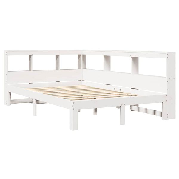 vidaXL Bookcase Bed without Mattress White 120x190 cm Small Double Solid Wood Pine