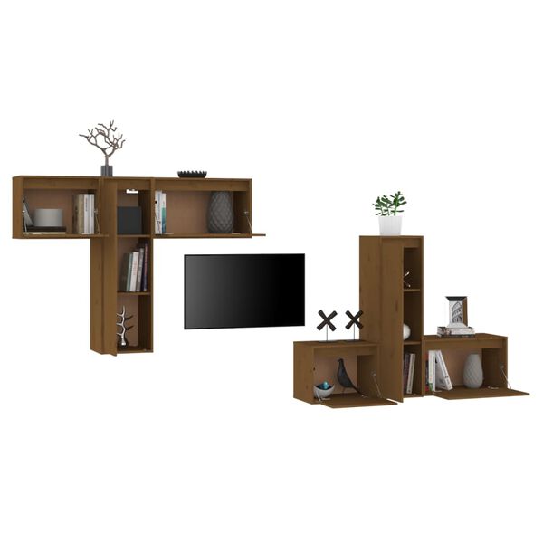 vidaXL TV Cabinets 6 pcs Honey Brown Solid Wood Pine