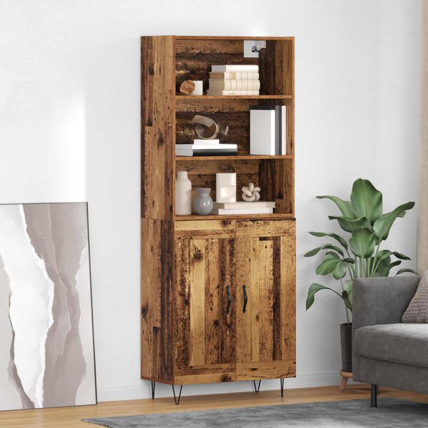 vidaXL Highboard Old Wood 69.5 x 34 x 180 cm Engineered Wood