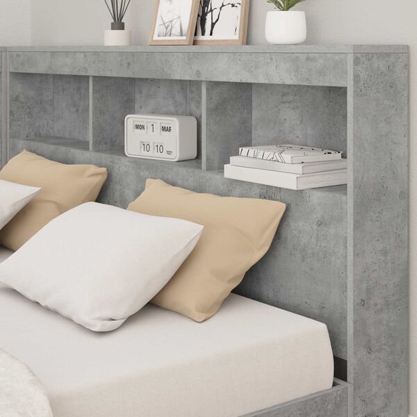 vidaXL Bookcase Bed Concrete grey 160 x 200 cm Engineered wood