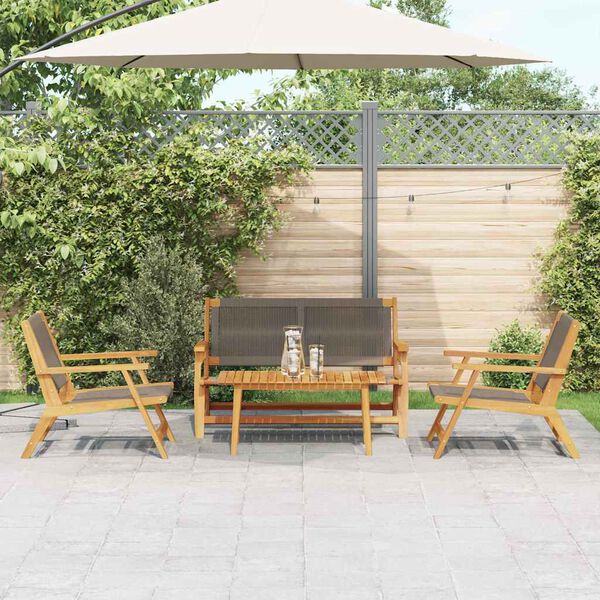 vidaXL Garden Chairs with Table 4 pcs Grey Solid Acacia wood