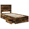 vidaXL Bed Frame with Drawer Smoked Oak 90 x 200 cm Engineer Wood