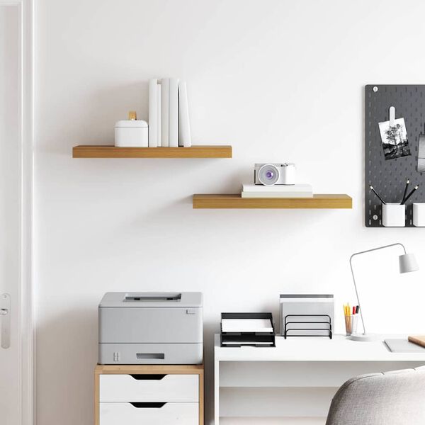 vidaXL Wall Shelf 2 pcs Beige 60 x 23.5 x 4 cm Engineered Wood