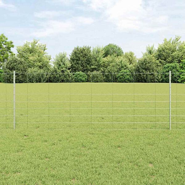 vidaXL Fence with Post Silver 0.8 x 50 m Steel