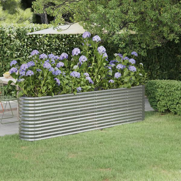 vidaXL Garden Raised Bed Galvanised Steel 260x40x68 cm Silver