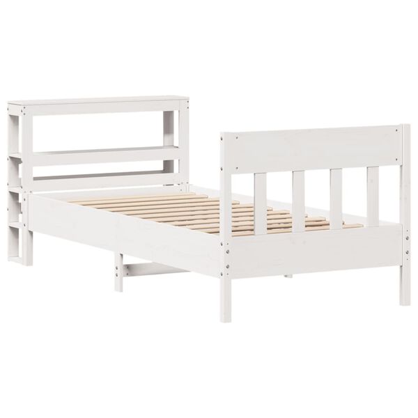 vidaXL Bed Frame without Mattress White 75x190 cm Small Single Solid Wood Pine