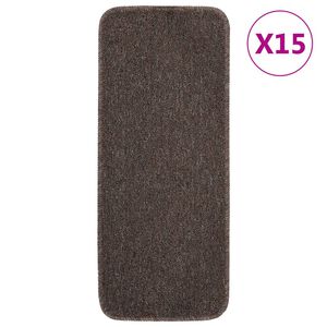 vidaXL Stair Mat | Set of 15 | Brown | 100% PP | 25 x 60 cm | Non-slip