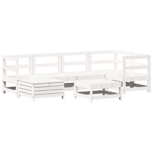 vidaXL 7 Piece Garden Sofa Set White Solid Wood Pine