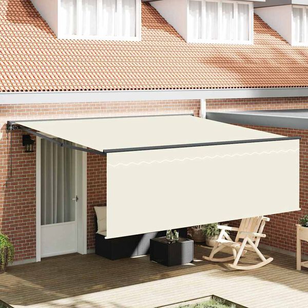 vidaXL Retractable Awning Cream 400 x 300 cm Polyester and Aluminium