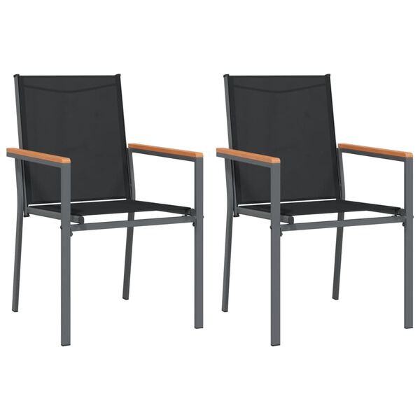 vidaXL Garden Chairs 2 pcs Black 55x61.5x90 cm Textilene and Steel