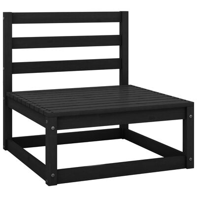 vidaXL Garden 3-Seater Sofa Black Solid Pinewood