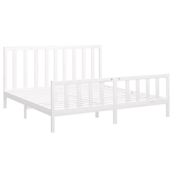 vidaXL Bed Frame without Mattress White 180x200 cm Super King Solid Wood Pine