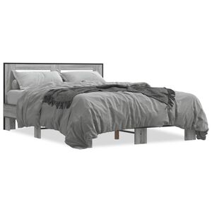 vidaXL Bed Frame without Mattress Grey Sonoma 120x190 cm Small Double