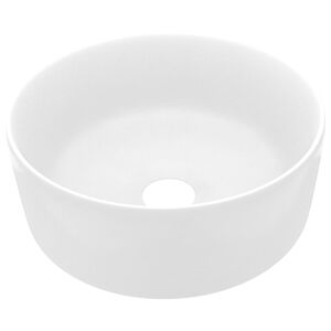vidaXL Luxury Wash Basin Round Matt White 40x15 cm Ceramic
