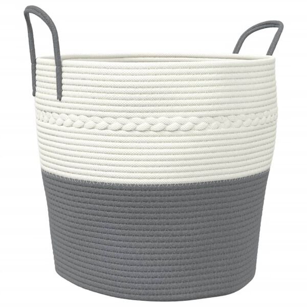 vidaXL Storage Basket Grey and White Ø43x38 cm Cotton