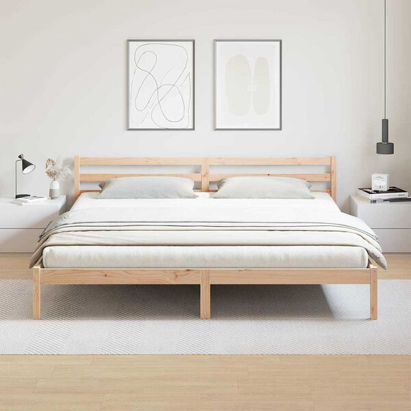 vidaXL Bed Frame Brown 225.5 x 185.5 x 69.5 cm Solid Pine Wood
