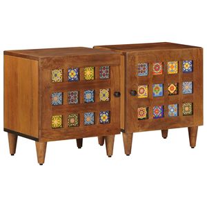 vidaXL Bedside Cabinet 2 pcs Brown 40 x 33.5 x 46 cm Solid Mango Wood