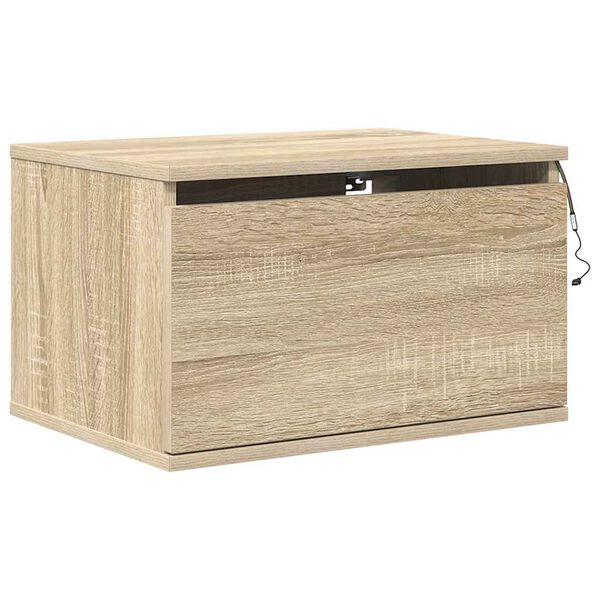 vidaXL Wall-mounted Bedside Cabinet with LED Lights Sonoma Oak