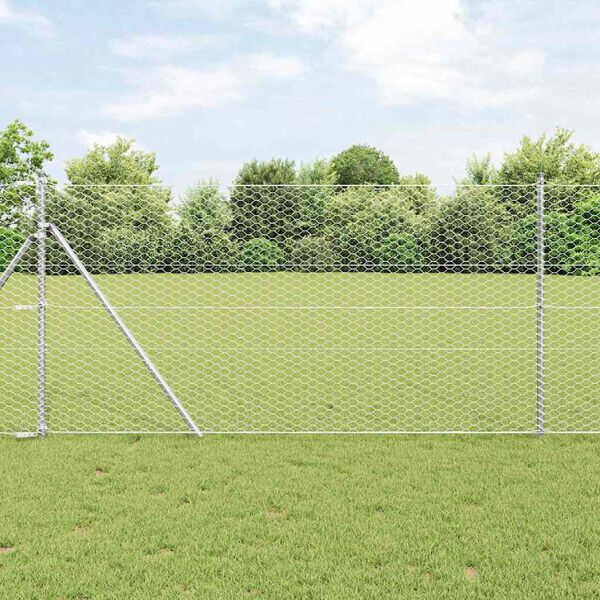 vidaXL Hexagon Fence Silver 1 x 10 m Galvanised steel