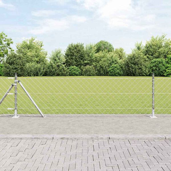 vidaXL Fence Post Silver 10 x 0.6 m (60 x 60 mm mesh) Steel