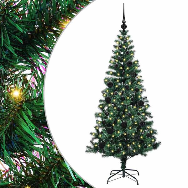 vidaXL Artificial Pre-lit Christmas Tree Green 150 cm PVC and Metal