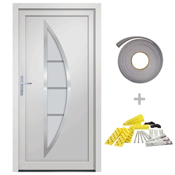 vidaXL Front Door White 108x200 cm PVC