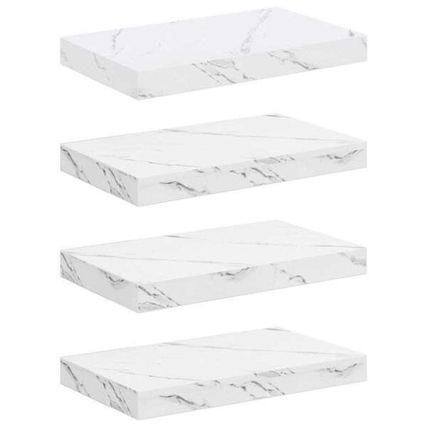 vidaXL Wall Shelf 4 pcs White Marble 40 x 23.5 x 4 cm Engineered Wood