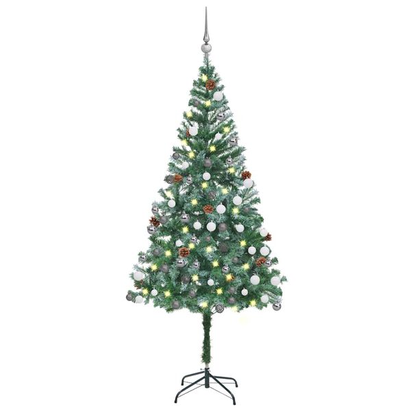 vidaXL Artificial Pre-lit Christmas Tree with Ball Set Pinecones 180 cm